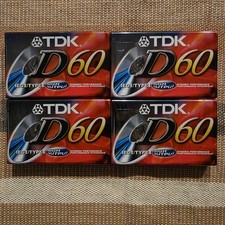 TDK D60 High Output IECI/Type I Blank Audio Cassette Tapes Lot of 4 New Sealed