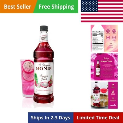 Dragon Fruit Syrup, Great for Cocktails and Teas, Gluten-Free, Non-GMO 1 Liter