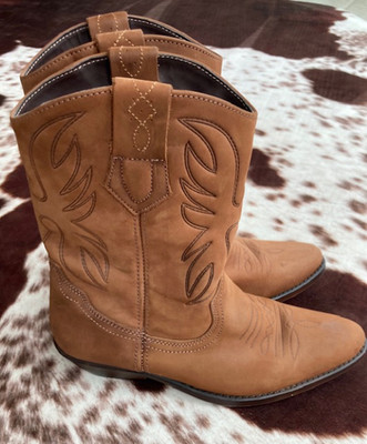 Nicole Womens Cowboy Boots Size 7 B Brown Leather Made in Spain
