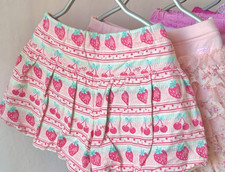 Mezzo Piano Elastic Waist Skort Size 130 Pink Strawberry Cherry Polka dots