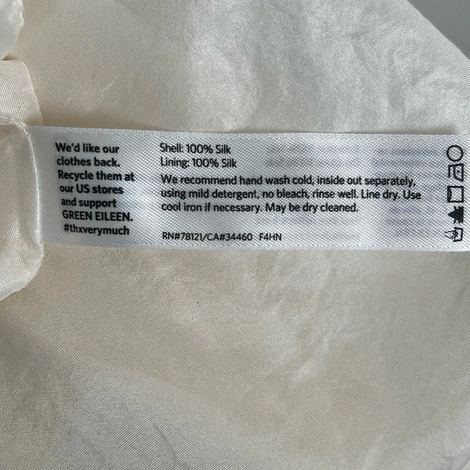 Camiseta sin mangas Eileen Fisher para mujer talla pequeña crema forrada de seda minimalista de lujo Foto 4 de 4