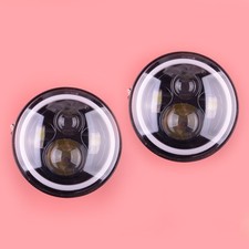 2pc 7" LED Round Headlight Hi-Lo Beam Turn Signal Fit For Jeep Wrangler JK CJ TJ