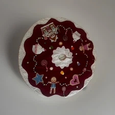 CHRISTMAS TREE SKIRT Adorned  with various, adorable, Christmas Appliqués, Lined