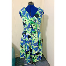 Calvin Klein Sz 12 Fluorescent Floral Sheath Dress Tailored Colorful Retro Pinup