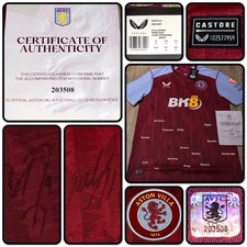 Aston Villa Squad Signed Shirt (AVFC #203508 COA) Inc Watkins, Martinez, McGuinn