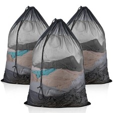 3 Pack Large Mesh Laundry Bag, 24 x 36 Inch Mesh Wash Bag with Drawstring Clo