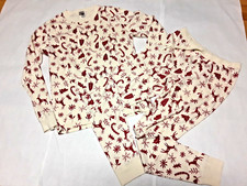 Hanna Andersson Unisex Organic Cotton Pajama Set Xmas Reindeer Print Size M NWOT