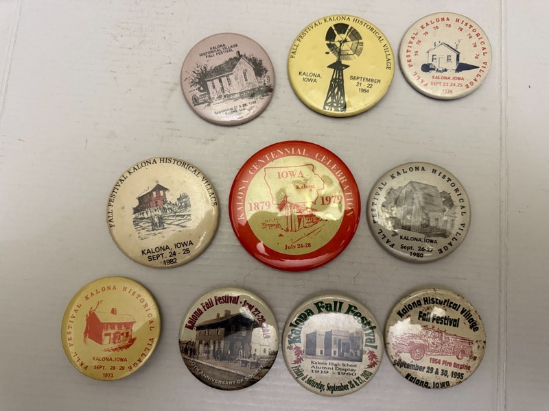 Vintage Kalona Iowa Fall Festival Pinback Button Lot of 10