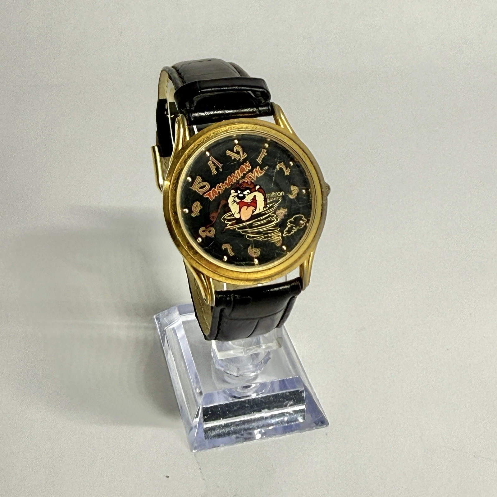 ARMITRON Tasmanian Devil Quartz Gold Tone Men Vintage Watch W489 *WORKING