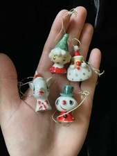Lot of 4 Vintage - 1958 - HOLT HOWARD Miniature CHRISTMAS ORNAMENTS - Figurines