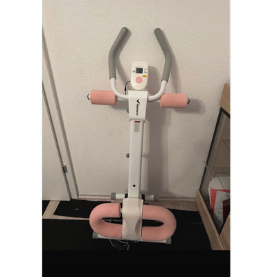 Merach Crosstrainer Heimtrainer mit Display, weiß rosa