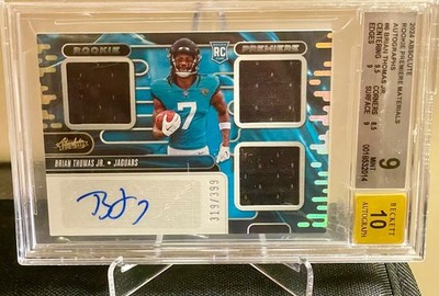 2024 Panini Absolute Brian Thomas Jr Triple Patch Rookie Auto BGS 9/ 10 Auto RPA