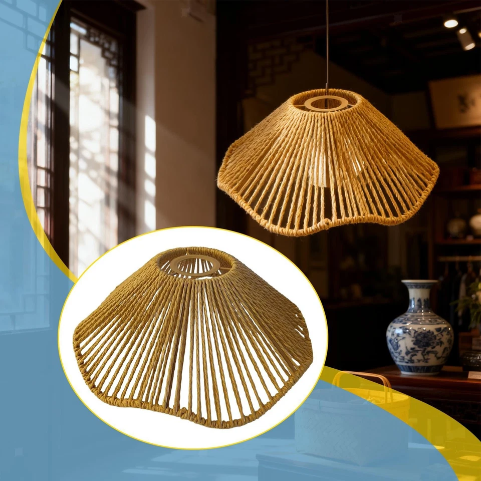 Handwoven Rope Lampshade Floor Lamp Cover Chandelier Cover Kitchen Teahouse - Image 4 of 4