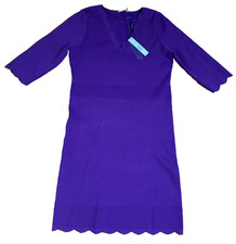 NEW Elie Tahari Shift Dress Womens Size L Purple Violet Scalloped Knit $328 NWT