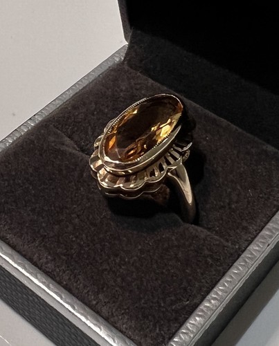 9ct Gold Citrine Dress Ring Size L - Picture 5 of 11