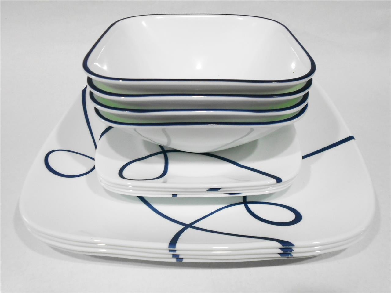 Plates Bowls Navy Blue Curly Swirls