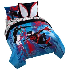 Marvel Spiderman Across The Spider-Verse Glitch 7 Piece Queen Size Bed Set -