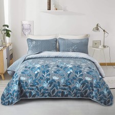 Bohemia Florals Bedspread Quilted Coverlet Set Bedding Rug Pillowcases King Size