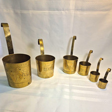 Set Of 6 Brass Metric Measuring Cups (1 Centilitre Up To 1/2 Litre).