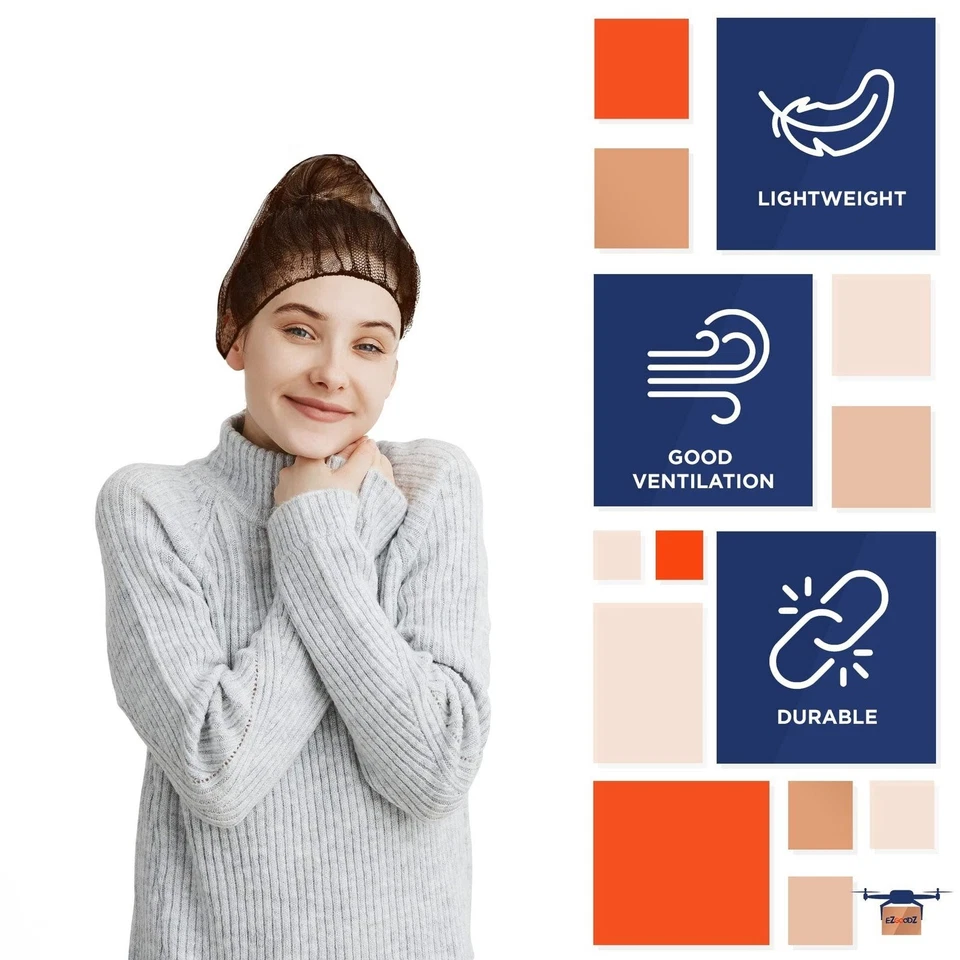 Brown Nylon Hair Nets 21" 1000ct Disposable Hairnets Caps w/ Elastic Edge Mesh - Image 4 of 4