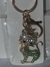 RHINESTONE SPARKLE BLING Kitty Cat Keychain Purse Bag Charm Keyring Backpack
