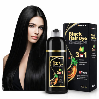 Hair Dye Shampoo for Gray Hair Coverage, 3 in 1 Natural Black Dye for Women Men