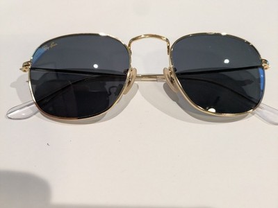 Ray banサングラス New Ray-Ban Frank RB3857 Sunglasses 9196/85 Gold with Blue Glass