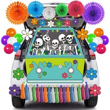 Halloween Trunk Or Treat Car Decorations Kit, Flowers Skeleton Car ... Fast Ship