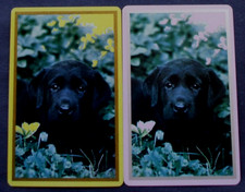 2 Single Swap Playing Cards DOGS Black Labrador Puppy Vintage Pair