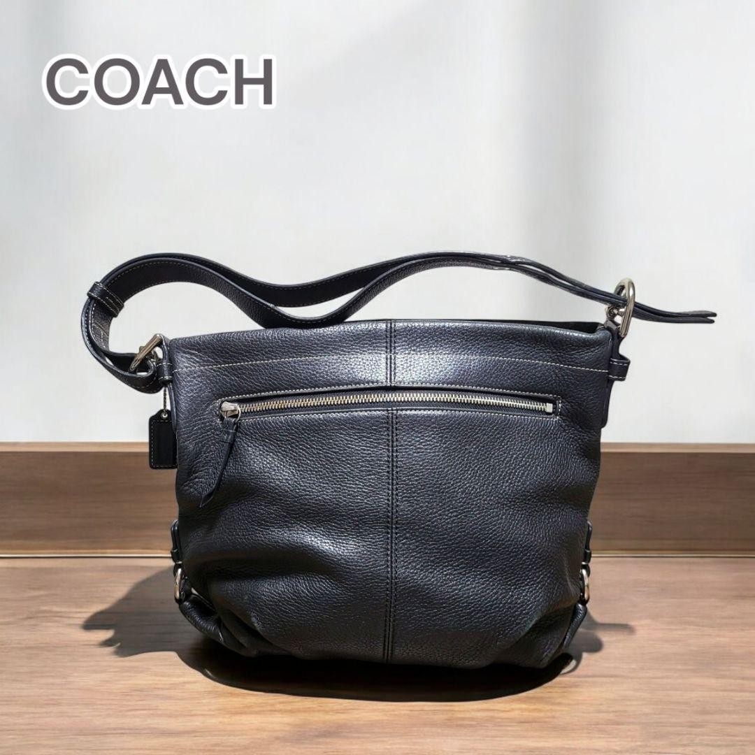 Vintage Coach Leather Shoulder Bag 27.5×33×9.7cm Authentic Pre-Owned