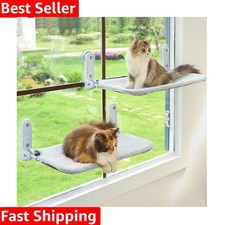 2PC Cat Window Perch Cordless Foldable Cat Hammock Bed for Window with Metal ...