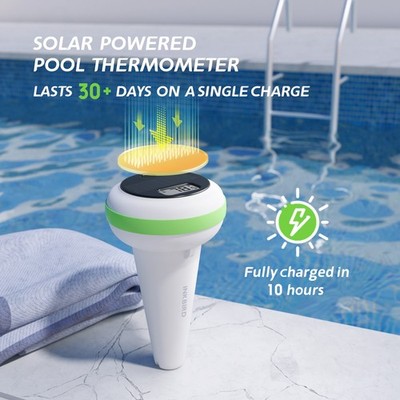 Solar Powered Floating Pool Thermometer Indoor Receiver Temp.Humidity Monitor CF
