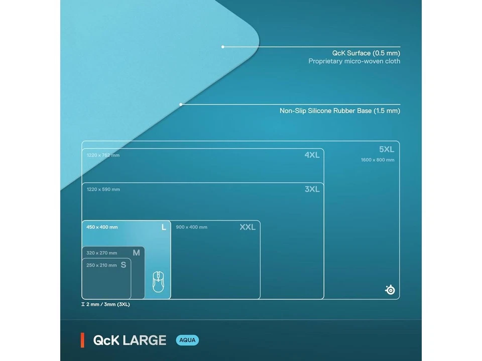 SteelSeries QcK Cloth Gaming Mouse Pad - Exclusive Micro-Woven Surface, - Image 2 of 4