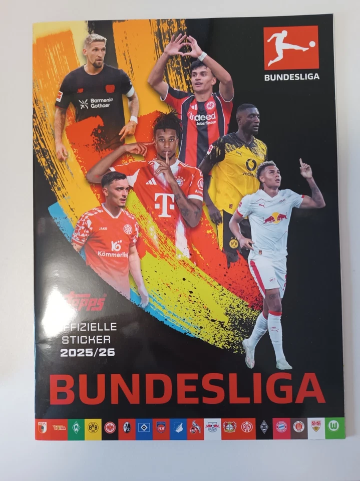 Topps Bundesliga Sticker 25/26 100 Tüten + 10 Eco Packs + Album - Bild 2 von 4