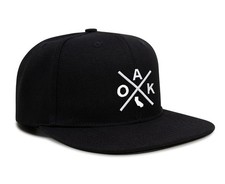 Adjustable Snapback Trucker Baseball Cap (OAK - Oakland, Black Flatbill)