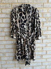 Eliza J 3/4 Sleeve Half Button Belted Animal Print Dress Women's Size 10