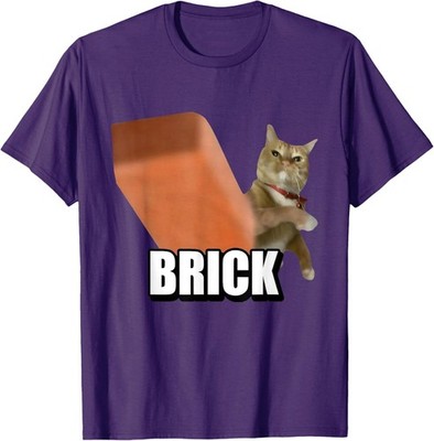 Funny Cat Throwing Brick Silly Cats Meme Brainrot Unisex T-Shirt