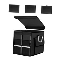 Car Trunk Organizer with Lid, 28L Waterproof Oxford Fabric Auto Trunk Black
