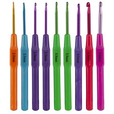 9-Piece Colorful Aluminum Crochet Hook Set with Plastic Handles