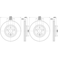 2x HELLA PAGID BREMSSCHEIBEN Ø300mm VORNE passend für VOLVO V40 55557PRO
