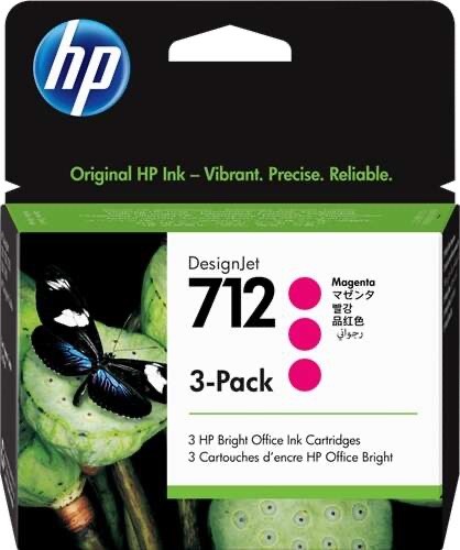 HP 712 MAGENTA PACK DE 3 CARTUCHOS DE TINTA ORIGINALES - P/N 3ED78A NUEVO