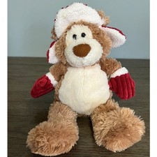 Gund Holiday Alfie Teddy Bear Plush Winter Hat Mittens Brown Stuffed Animal