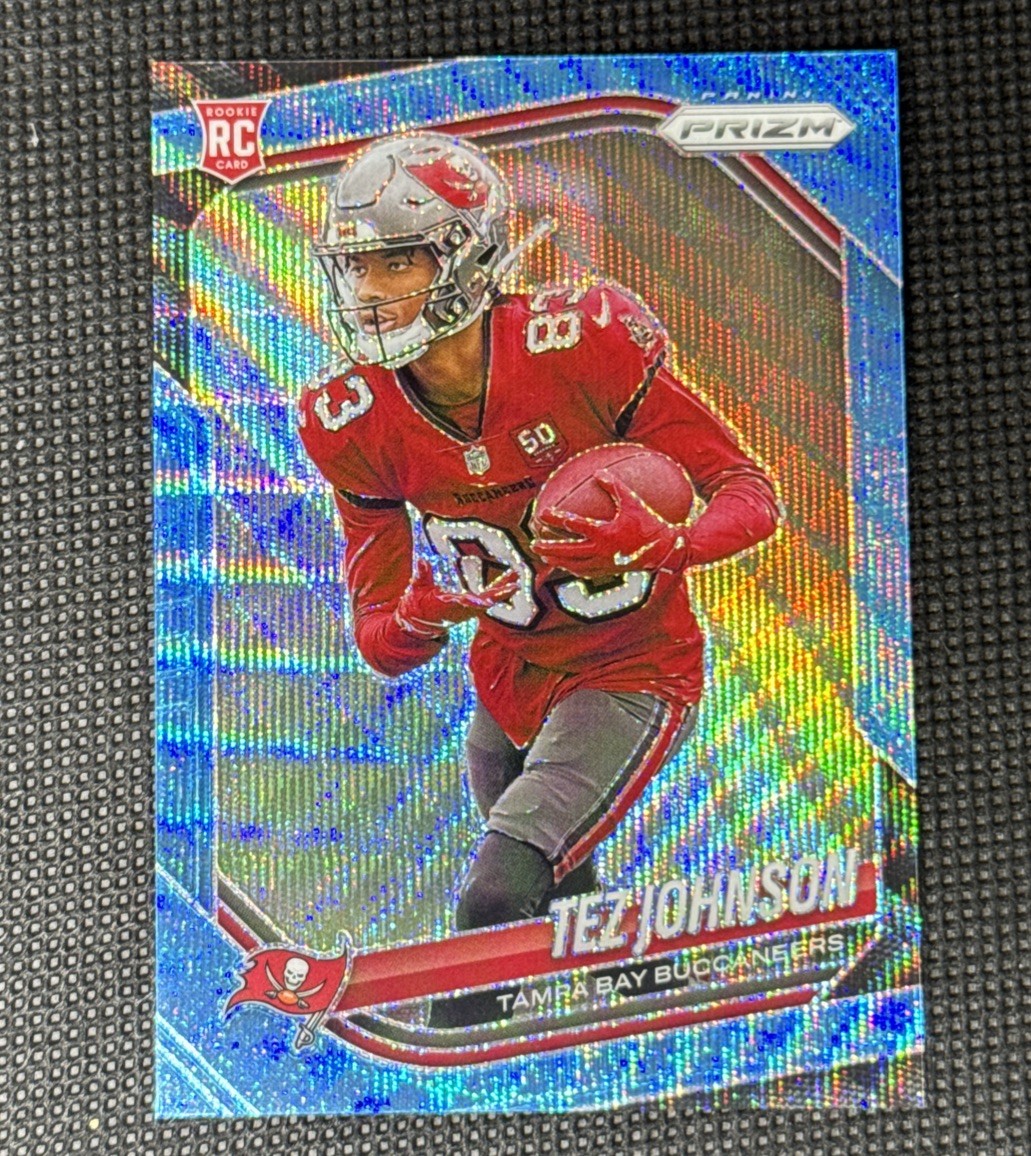 2025 Prizm Football #381 TEZ JOHNSON RC Blue Wave Prizm 104/230