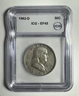 1962-D Franklin Half Dollar  ICG EF45