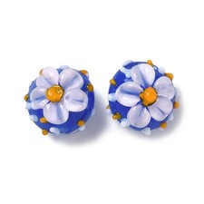 20pcs Blue Handmade Bumpy Lampwork Beads Cute Flower Glass Beads for DIY Craft