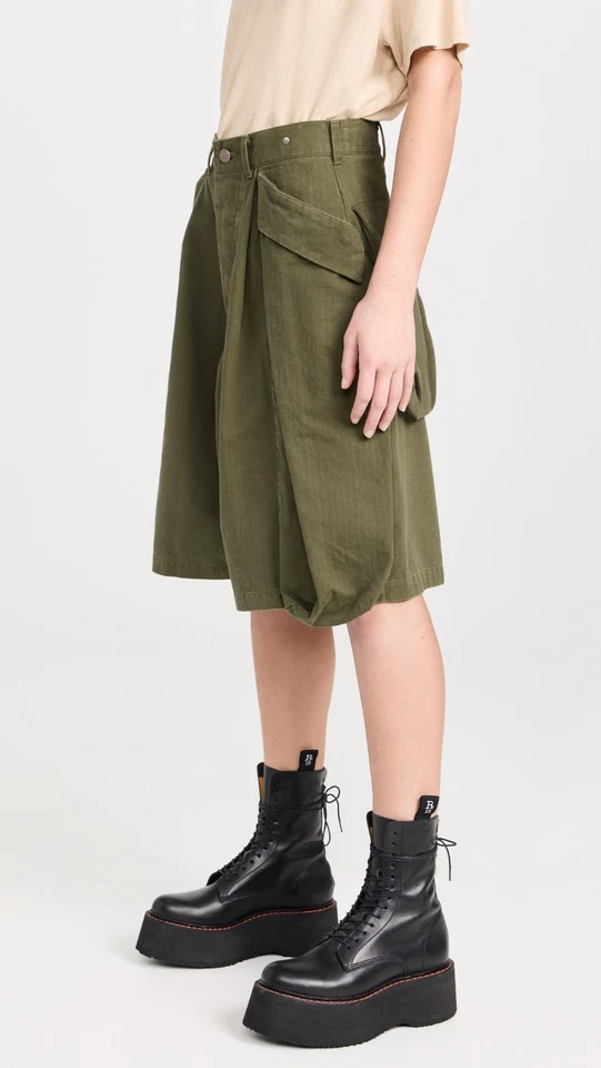 Pantalón Corto R13 Jesse Multibolsillo Mujer 28 Excedente Regular Oliva Espiga EE. UU. 8 Nuevo Foto 2 de 4