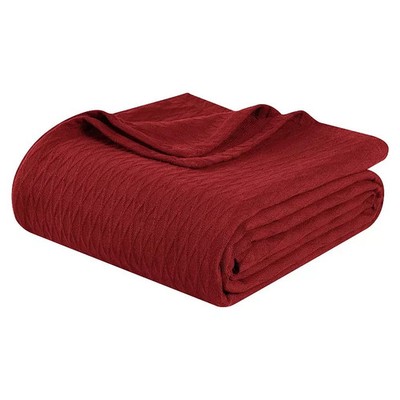 NEW SUPERIOR KING BED BURGUNDY DIAMOND BLANKET COVERLET All Season COTTON 108x90