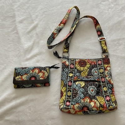 Vera Bradley Hipster Crossbody Bag & Wallet Flower Shower Adjustable Strap READ