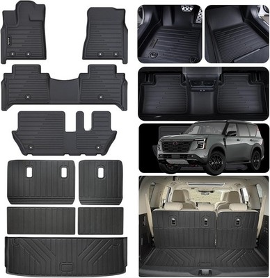 Floor Mats & Cargo Liner Set for 2025 2026 Nissan Armada 8-Seat, All-Weather TPE