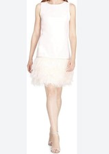 New Tahari Arthur S. Levine ivory Dress Size 12 Feather Bottom NWT $168